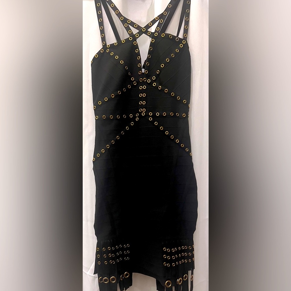 Chic Black and Gold Women's Mini Dress